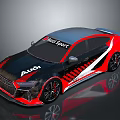 Audi Sport Sports Car With Black Red Stripe Design And Aerodynamic Body