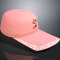 Pink Daily Life Cap With Cute Cartoon Character And Decorative Brim