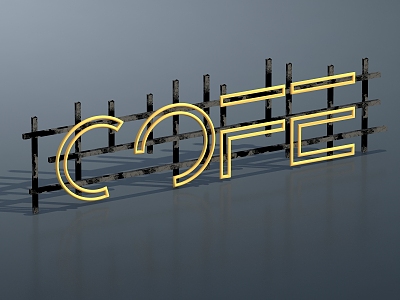 Industrial LOFT Signboard Coffee Light 3d model