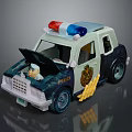 Toy Police Car With Red Blue Lights Open Hood And Figure Inside Design