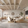 Hotel Public Lounge Area Featuring Wooden Ceiling Cozy Seating Fireplace And Natural Light Design