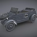 Vintage Military Open Top Vehicle Featuring Spare Tire And Dark Exterior Design