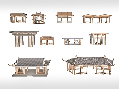 New Chinese Style Pavilion 3d model