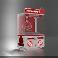 Mechahero Amusement Claw Machine Featuring Red White Design And Transparent 3d model