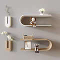 Modern Floating Wall Cabinets Interior With Vase Flowers Figurine Books Photo Frame