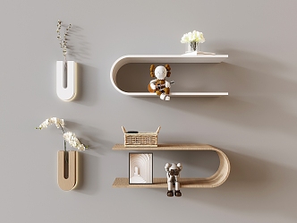 Bookshelf Creative U-shaped Bookshelf Storage Rack Wall Hanging Laminar Bookshelf Doll Decorations Ornaments 3d model