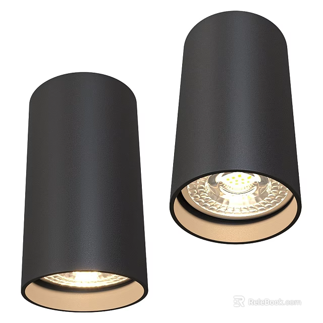 Black Cylinder Downlights Spotlights Modern Design LED Home Lighting Fixtures 3d model 