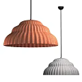 Modern Colorful Pendant Lights With Rippled Shades In Various Hues For Interior