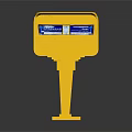 Outdoor Yellow Mailbox With Pedestal Stand And Blue Information Panels