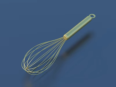 Stainless Steel Whisk with Green Handle for Kitchen Baking and Mixing Tasks 3d model