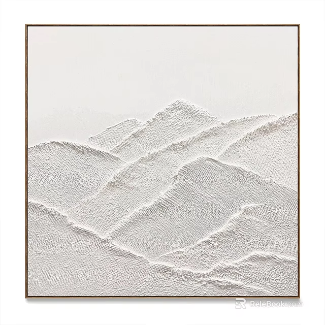 Textured White Abstract Painting Featuring Mountainous Relief Patterns For Interior Decor 3d model 