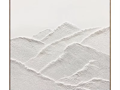 Textured White Abstract Painting Featuring Mountainous Relief Patterns For Interior Decor 3d model