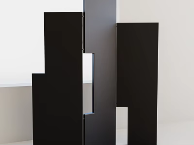 Modern Black Geometric Screen With Layered Panels In Minimalist Interior 3d model