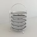 Multi Tiered Metal Dinnerware Set With Stackable Trays And Arch Stand