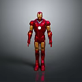 Iron Man Character 3D Model With Red And Gold Armor Chest Emblem On Gray Background
