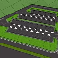 Efficient Parking Lot Layout With Striped Markings And Green Landscaping