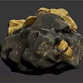Raw Gold Ore with Shiny Gold Crystals Embedded in Natural Rock