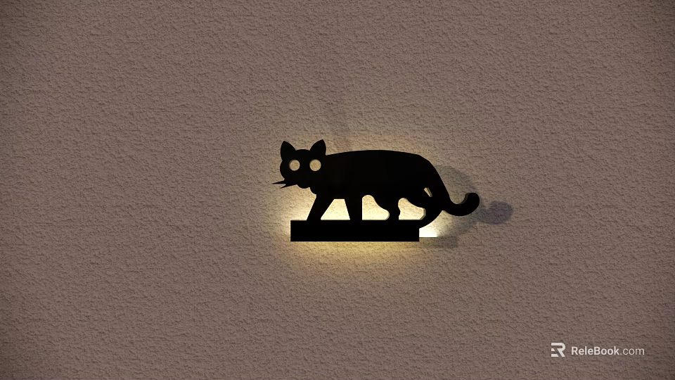 Black Cat Shaped Wall Lamp With Illuminated Design For Home Decor 3d model