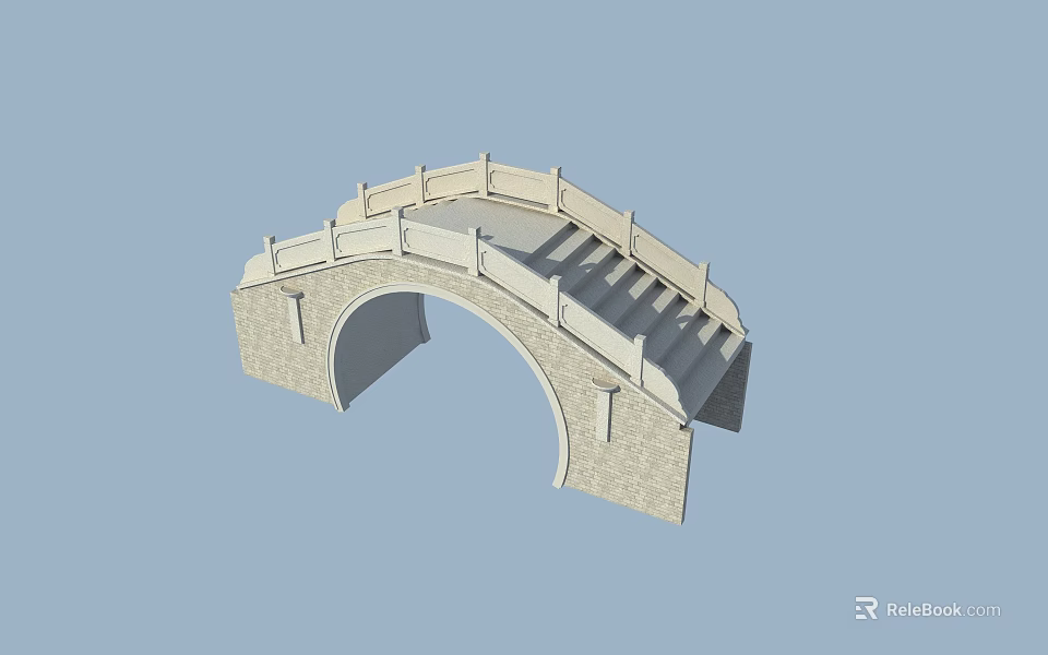 Traditional Stone Arch Bridge With Ornate Railing And Classic Design 3d model 