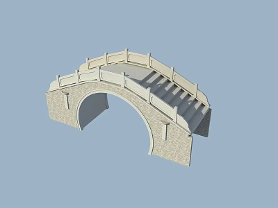 Traditional Stone Arch Bridge With Ornate Railing And Classic Design 3d model