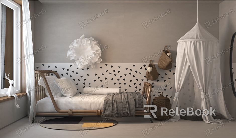 Quiet Single Bed Rattan Bed model