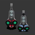 Advanced Mechanical Weapon With Red Purple Green Accents And Adjustable Straps Design
