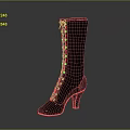 Black Leather Lace Up Knee High Boots Shoes with High Heel and Classic Design