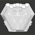 3D Mechanical Component With Silver Metallic Texture And Hexagonal Geometric Framework Design