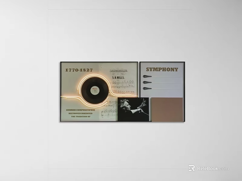 Vinyl Record Display With Into Art And Symphony Album Covers And Neon Light 3d model 