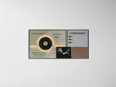 Vinyl Record Display With Into Art And Symphony Album Covers And Neon Light 3d model
