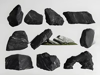 New Chinese Style Stone Retaining Wall Taihu Stone Overlay Stone Flagstone Rock Landscape Stone 3d model