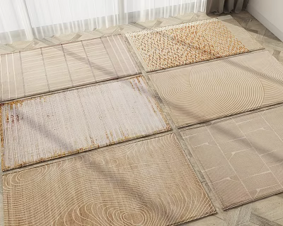 Square Rugs With Neutral Tones And Assorted Textured Patterns For Home Decor 3d model