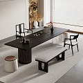 -Ji Feng Big Board Table Tea Table and Chair Combination Tea Table Tea Table Tea Room Tea Table 3d model