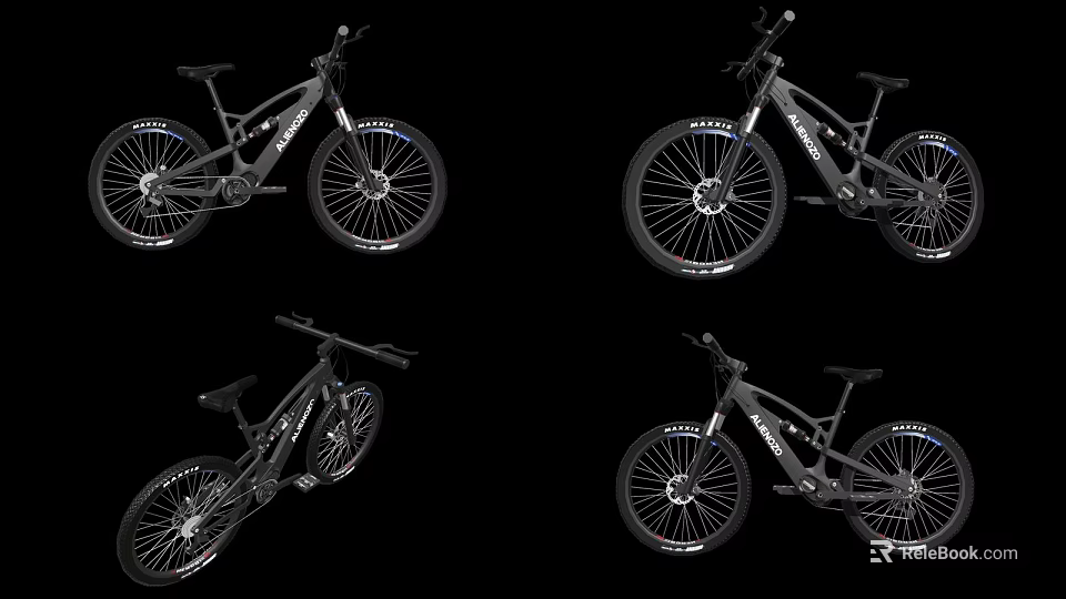 High Performance Mountain Bicycle With Carbon Frame And Disc Brakes 3d model 