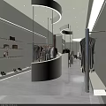 Modern Clothing Store Interior With Circular Skylight Beige Decor And Clothing Racks
