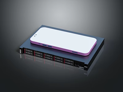 White Smartphone Placed on Black Device with Multiple Ports and Indicator Lights 3d model