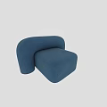 Blue Single Sofa with Modern Curved Fabric Design and Comfortable Backrest 3d model