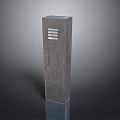 Gray Vertical Storage Cabinet With Sleek Structure Ventilation Slits And Door Handle 3d model