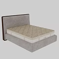 Modern Double Bed Featuring Gray Headboard And Beige Diamond Stitch Mattress