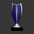 Shiny Blue And Silver Trophy With Black Base And Engraved Nameplate