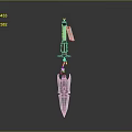Decorative Weapon With Silver Spearhead Red Top White Cloth And Chain Ornament