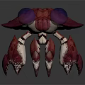 Game and Movie Fantasy Character With Red Pink Body Large Purple Eyes and Multiple Legs