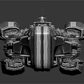 Silver Cosmic Spaceship Model With Complex Structure And Futuristic Astronautical Design
