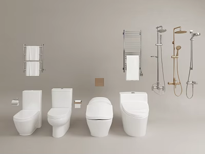 Modern Sanitary Ware Toilet Shower Head Towel Rack 3d model