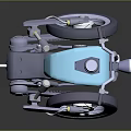 Minimalist Modern Blue Motorcycle 3D Model Featuring Black Seat And Yellow Headlight