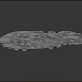 Futuristic Sci Fi Vehicle With Orange Red And White Exterior Circular Components And Red Lights