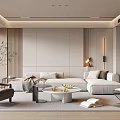 Modern Living Room Interior With Sectional Sofa Accent Chair Coffee Table And Floor Lamp