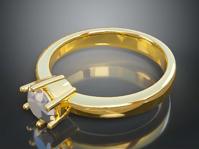 Shiny Gold Ring Design With Prominent Gemstone And Metallic Finish For Daily Use 3d model