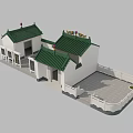Traditional Chinese Roof Structure With Dragon Decorations Pink Spherical Finial Green Tiles And White Walls