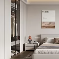 Modern Bedroom Interior Design With Bed Nightstand Wardrobe And Area Rug